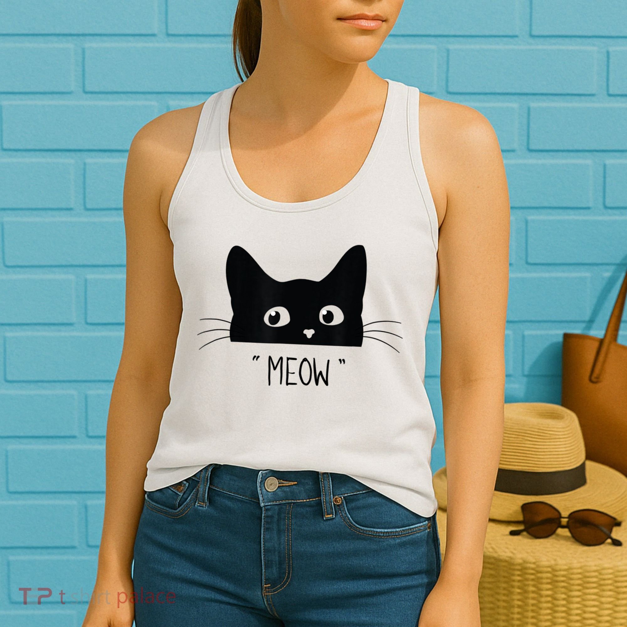 Black Cat Meow Cat Meow Kitty Funny Cats Kitty Women's Tank Top