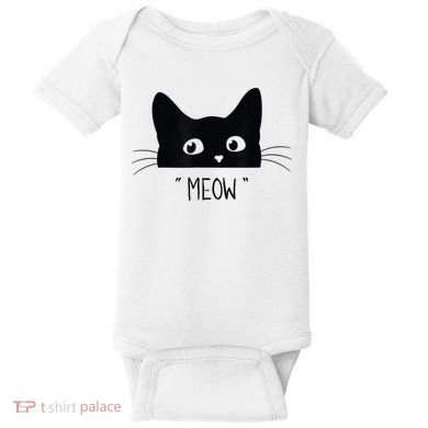 Black Cat Meow Cat Meow Kitty Funny Cats Kitty Baby Bodysuit