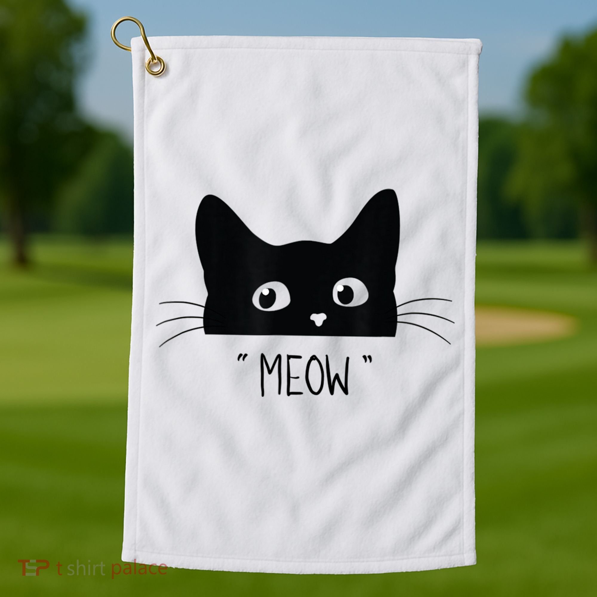 Black Cat Meow Cat Meow Kitty Funny Cats Kitty Golf Towel