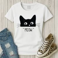 Black Cat Meow Cat Meow Kitty Funny Cats Kitty Women's T-Shirt thumb 3