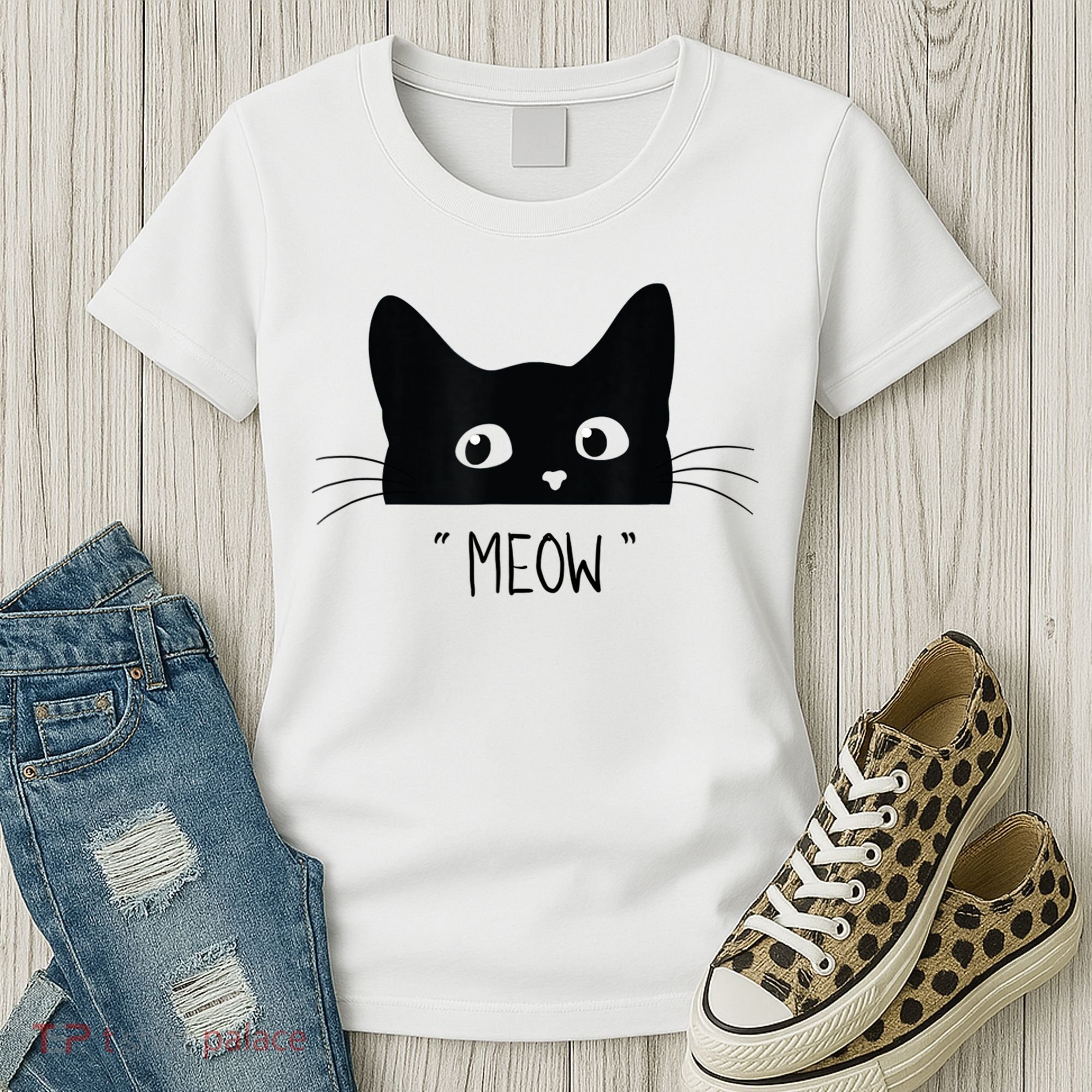 Black Cat Meow Cat Meow Kitty Funny Cats Kitty Women's T-Shirt