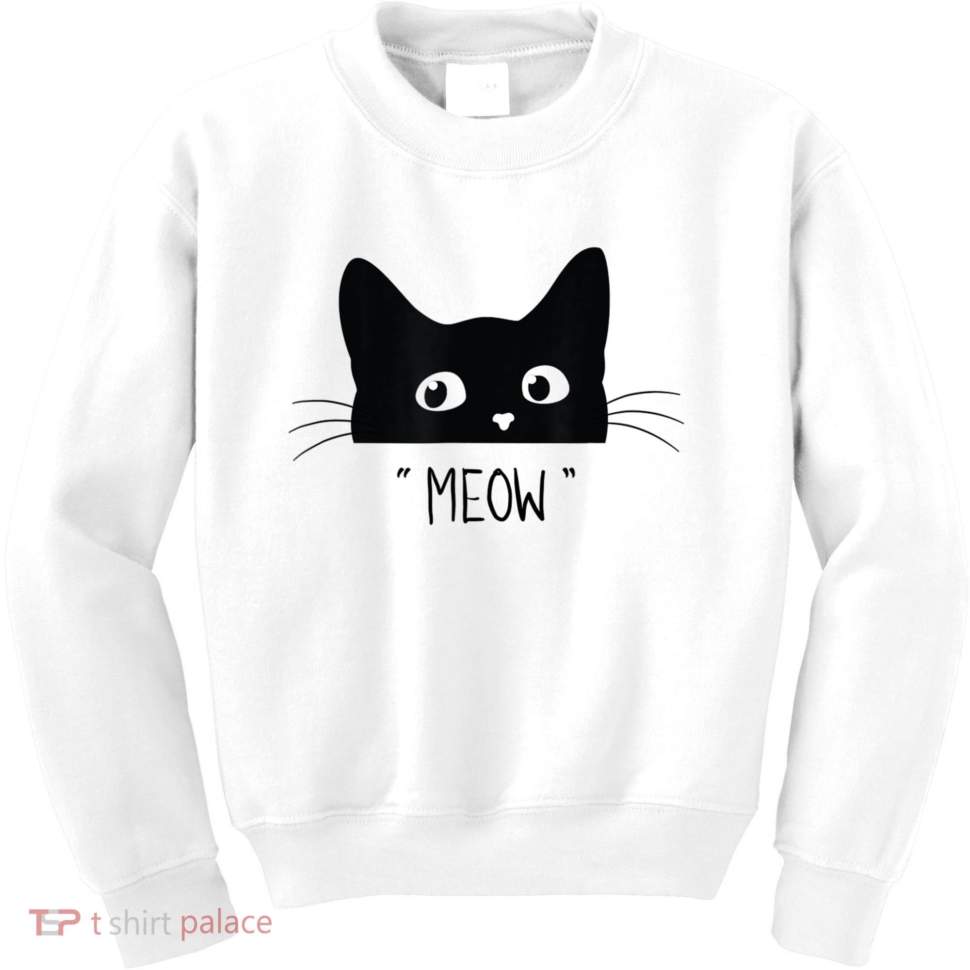 Black Cat Meow Cat Meow Kitty Funny Cats Kitty Kids Sweatshirt