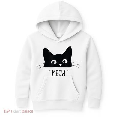 Black Cat Meow Cat Meow Kitty Funny Cats Kitty Kids Hoodie