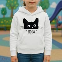 Black Cat Meow Cat Meow Kitty Funny Cats Kitty Kids Hoodie thumb 3