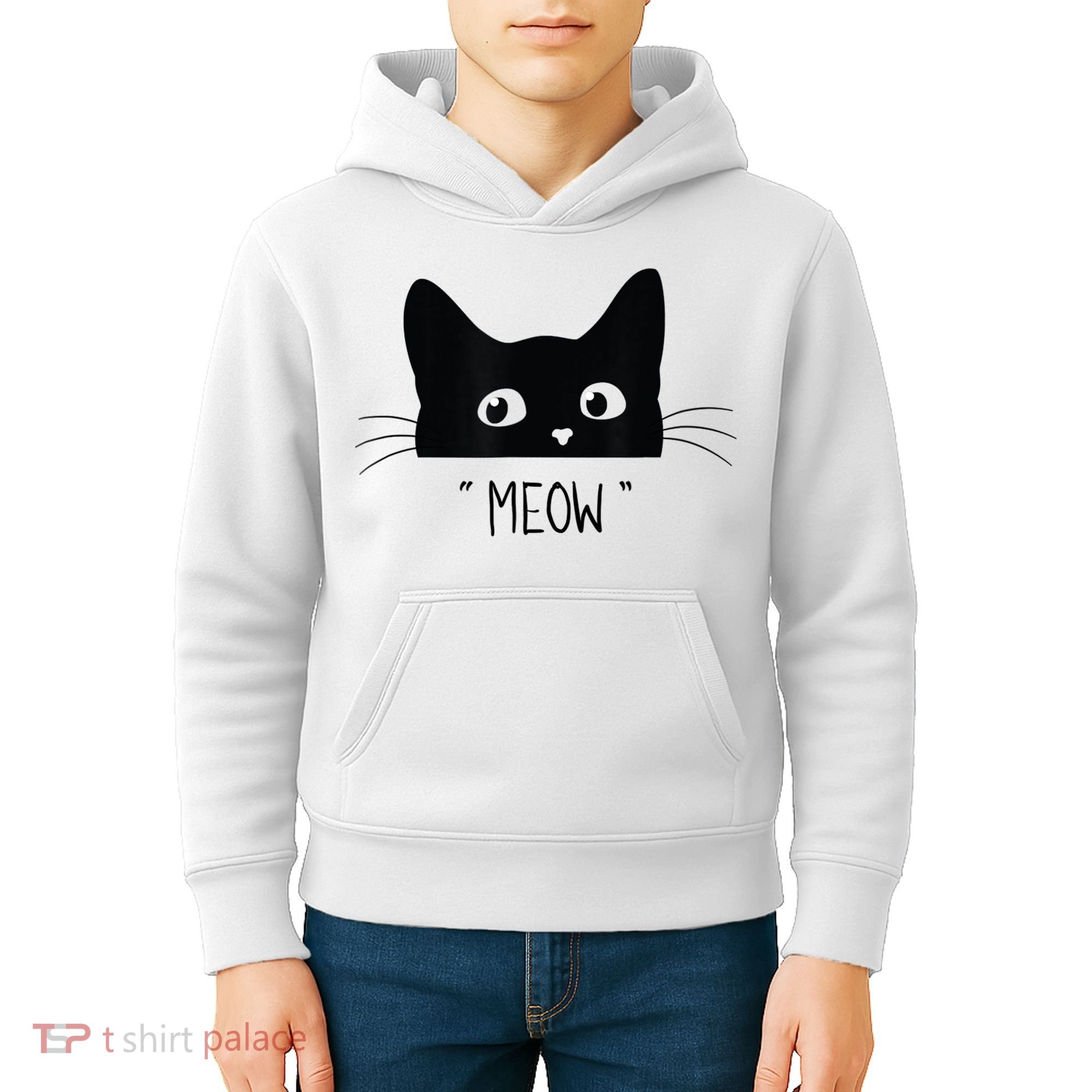 Black Cat Meow Cat Meow Kitty Funny Cats Kitty Kids Hoodie