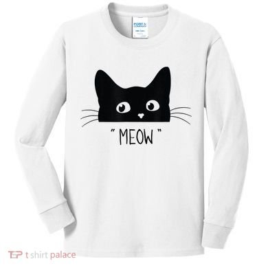 Black Cat Meow Cat Meow Kitty Funny Cats Kitty Kids Long Sleeve Shirt