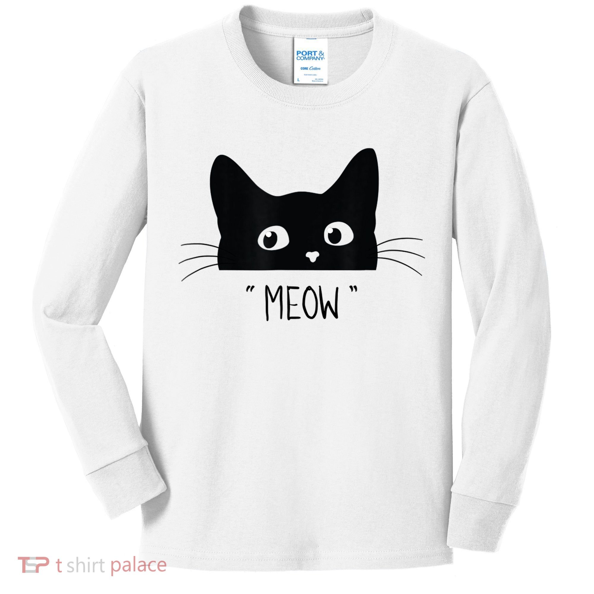 Black Cat Meow Cat Meow Kitty Funny Cats Kitty Kids Long Sleeve Shirt