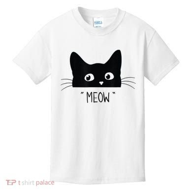 Black Cat Meow Cat Meow Kitty Funny Cats Kitty Kids T-Shirt