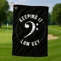 Bass Clef Music Keeping It Low Key Musician Humor Golf Towel thumb 1