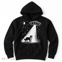 Border Collie Mom Dad Dog Funny Alien Ufo Hoodie thumb 0