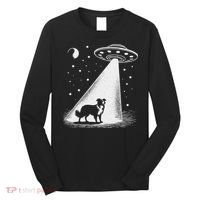 Border Collie Mom Dad Dog Funny Alien Ufo Long Sleeve Shirt thumb 0