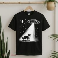 Border Collie Mom Dad Dog Funny Alien Ufo T-Shirt thumb 2
