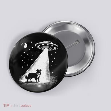 Border Collie Mom Dad Dog Funny Alien Ufo Button