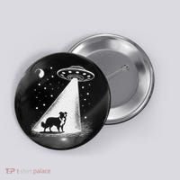 Border Collie Mom Dad Dog Funny Alien Ufo Button thumb 0