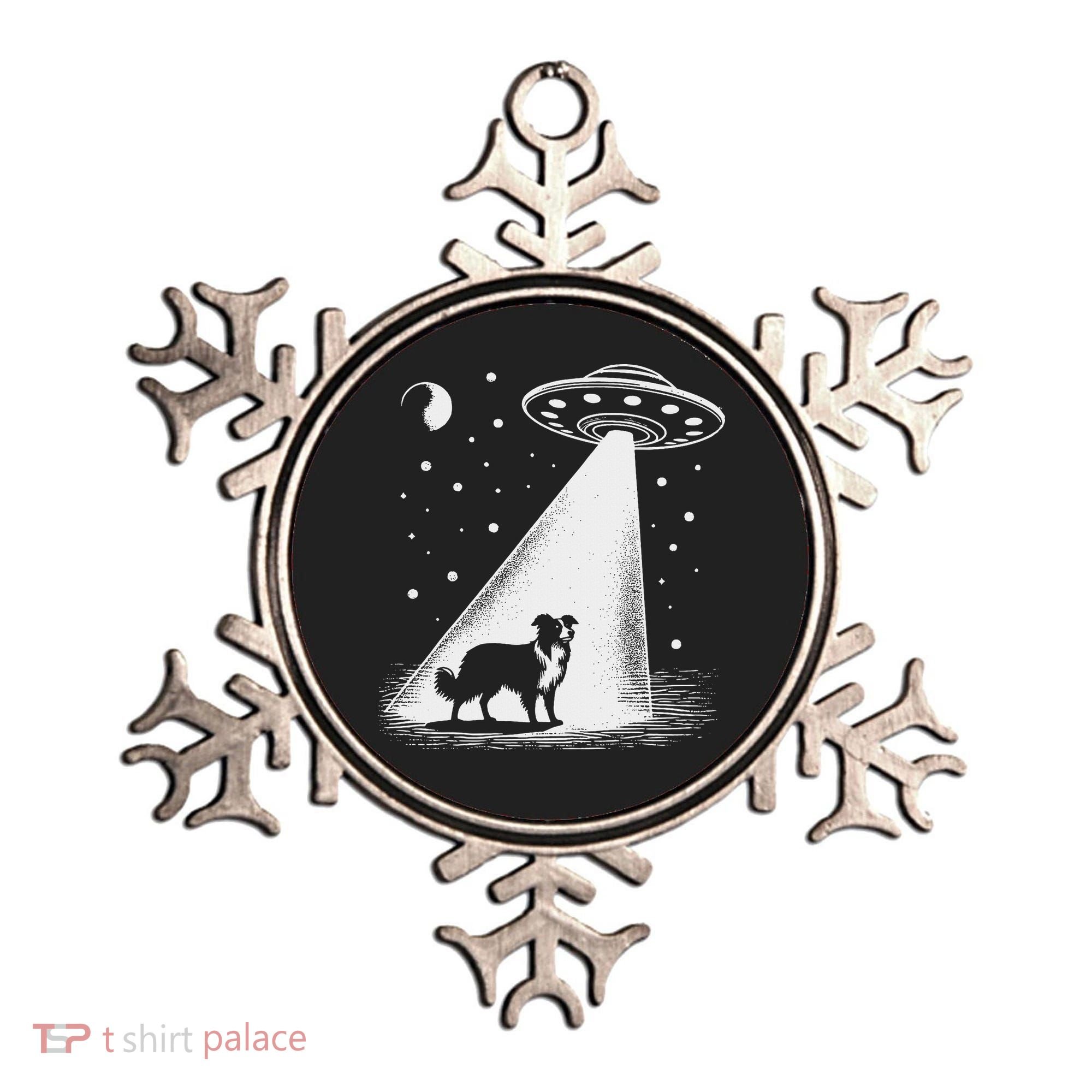 Border Collie Mom Dad Dog Funny Alien Ufo Ornament