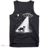 Border Collie Mom Dad Dog Funny Alien Ufo Tank Top thumb 0