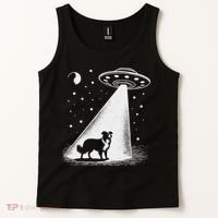 Border Collie Mom Dad Dog Funny Alien Ufo Tank Top thumb 2