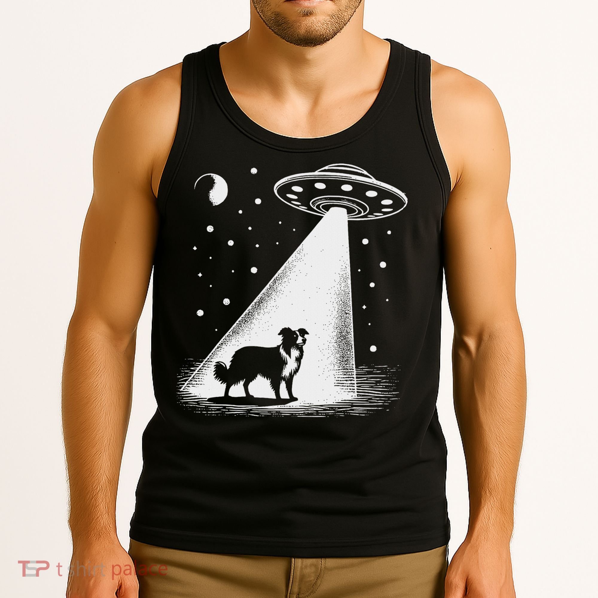 Border Collie Mom Dad Dog Funny Alien Ufo Tank Top