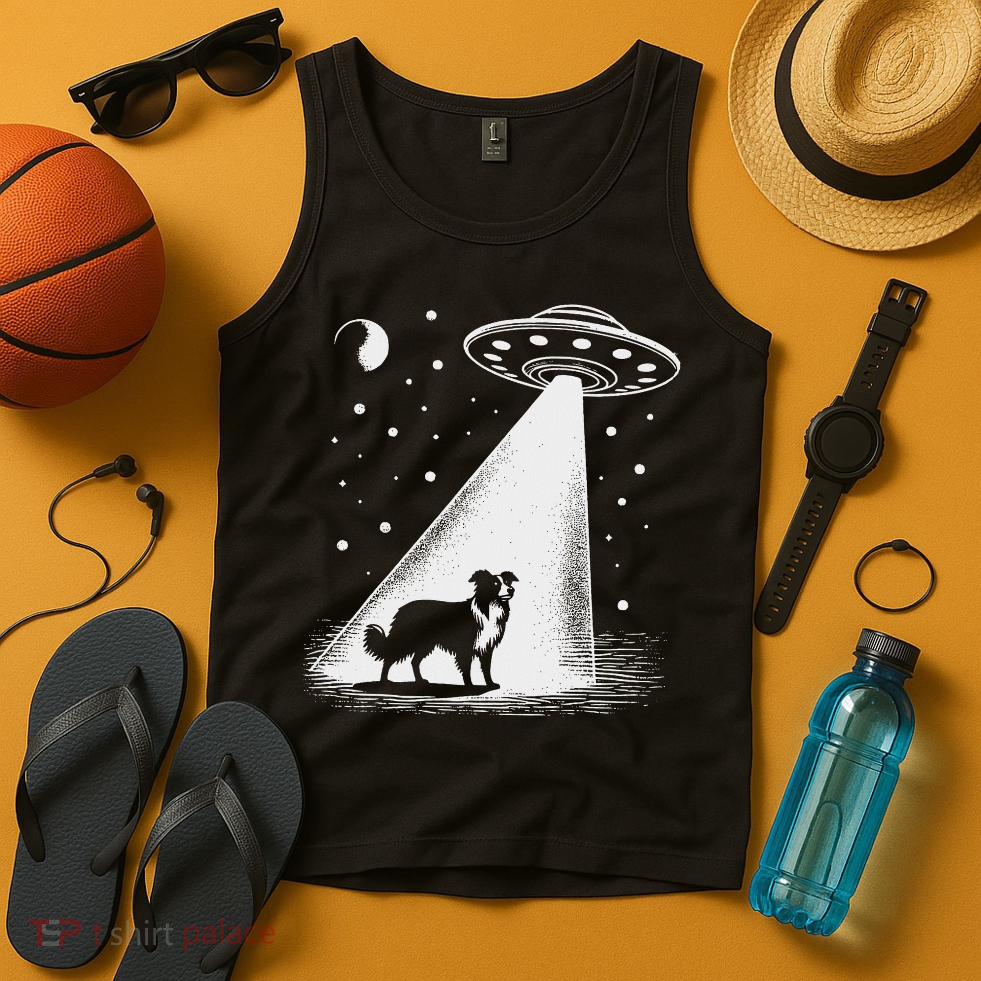 Border Collie Mom Dad Dog Funny Alien Ufo Tank Top