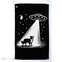 Border Collie Mom Dad Dog Funny Alien Ufo Golf Towel thumb 0