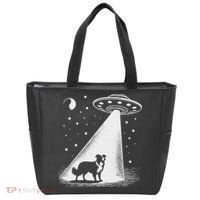 Border Collie Mom Dad Dog Funny Alien Ufo Tote Bag thumb 0