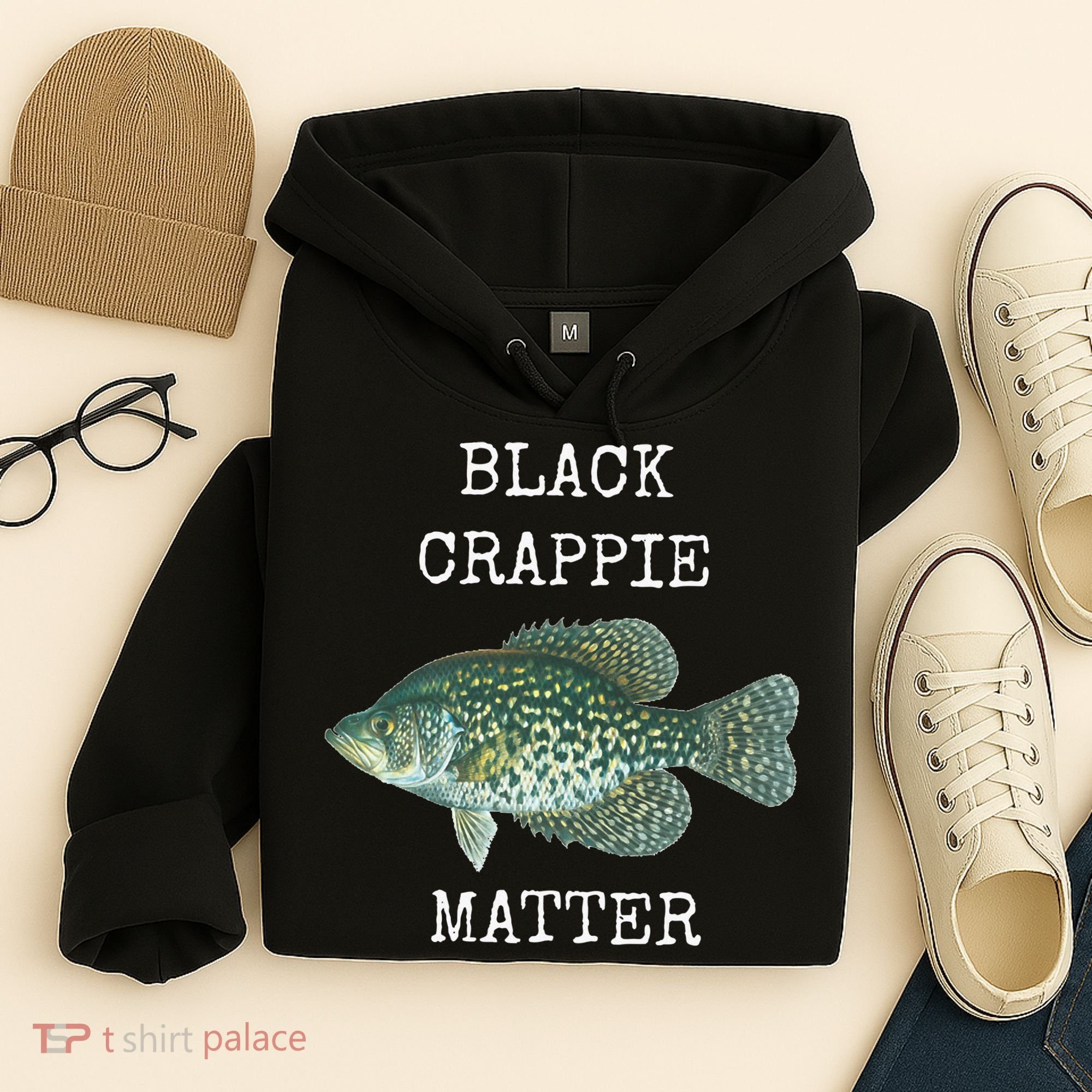 Black Crappie Matter Crappie Fishing Hoodie