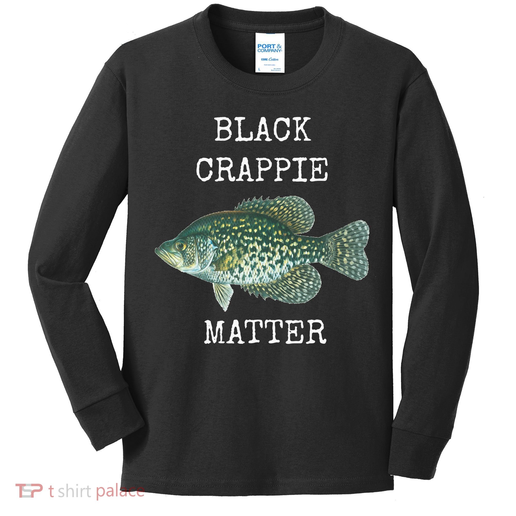 Black Crappie Matter Crappie Fishing Kids Long Sleeve Shirt
