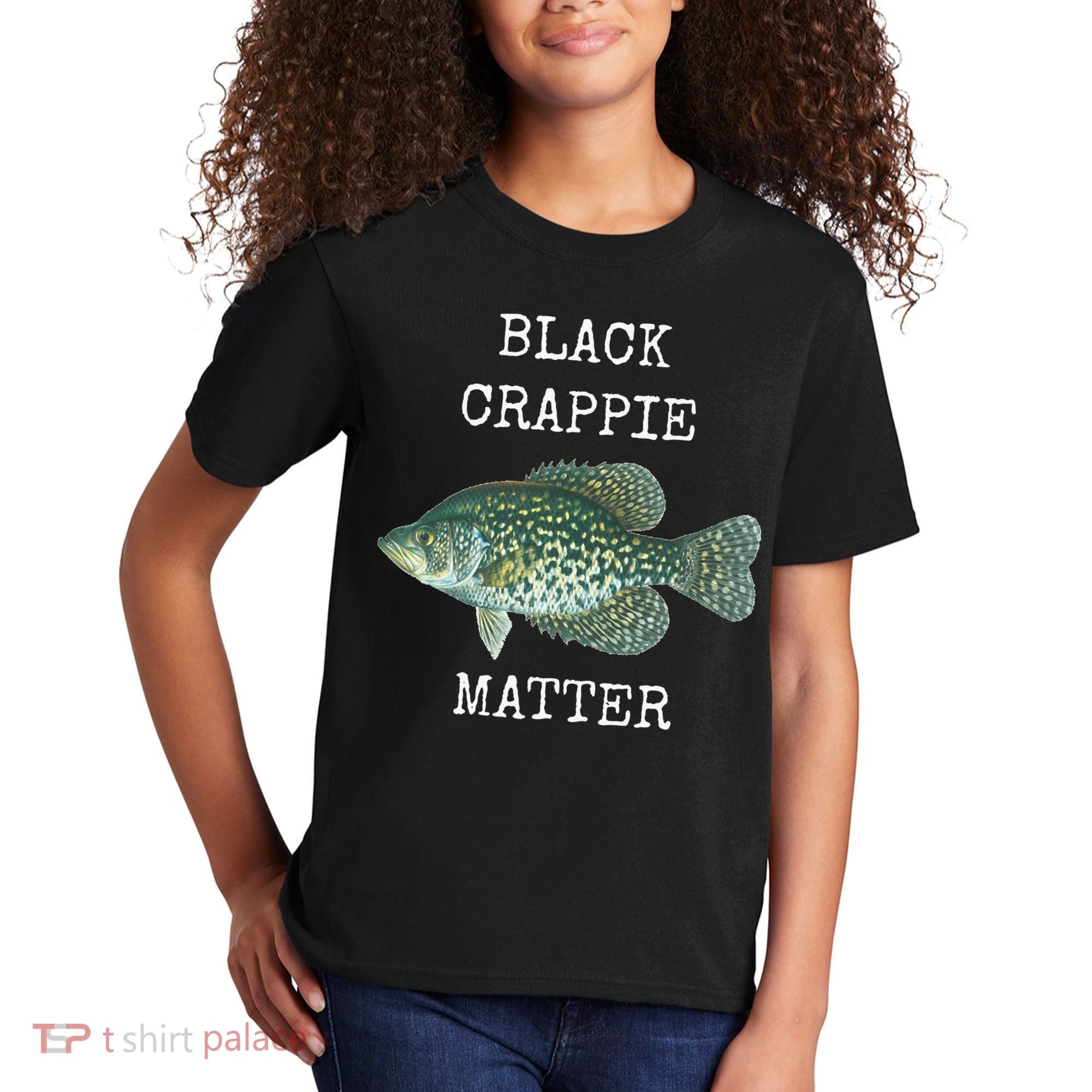 Black Crappie Matter Crappie Fishing Kids T-Shirt