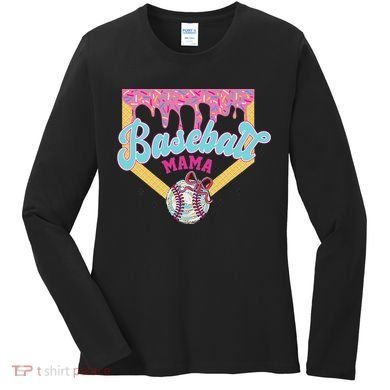 Baseball Cute Mama Ice Cream Cute Baseball Mom Gift Women's Long Sleeve Shirt
