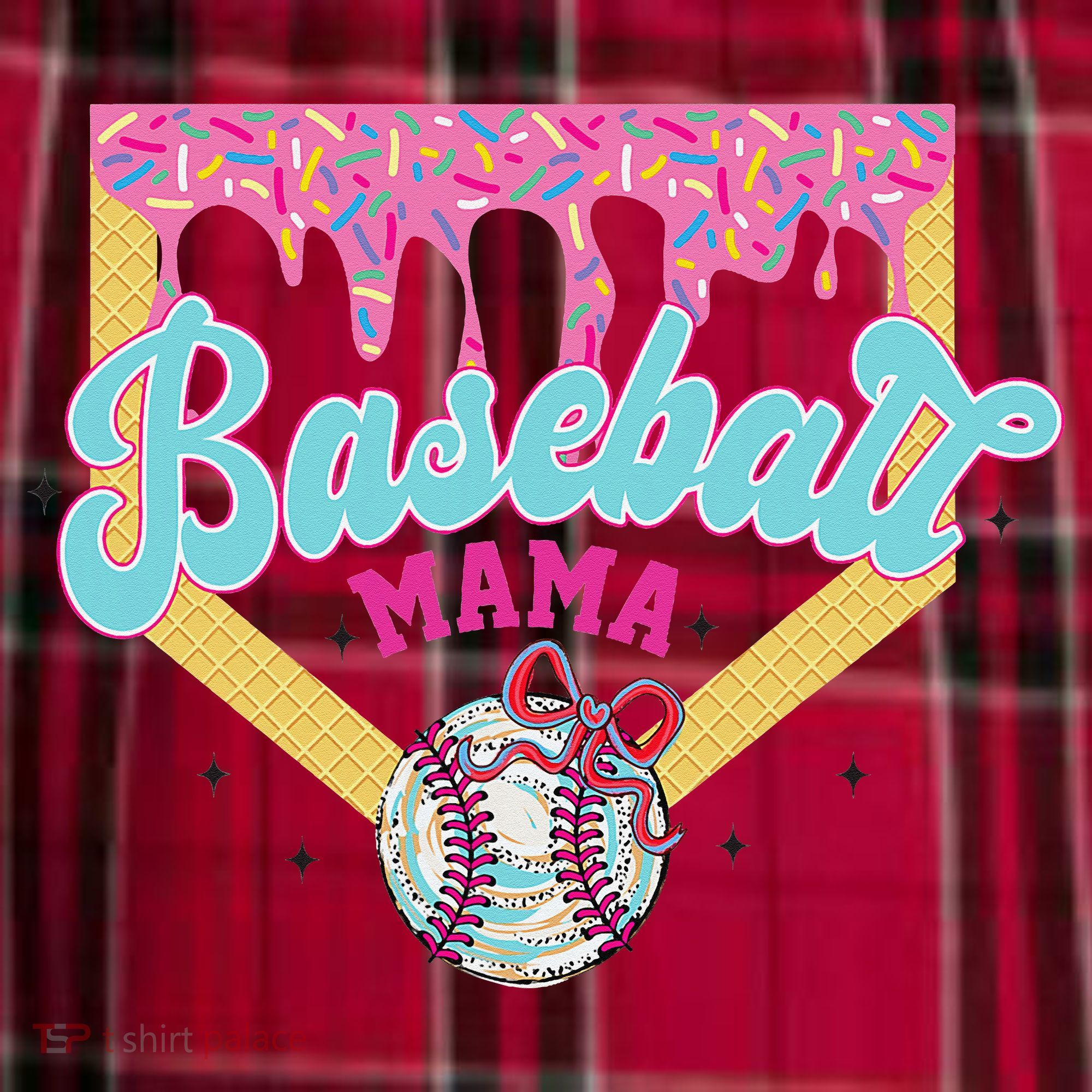 Baseball Cute Mama Ice Cream Cute Baseball Mom Gift Men's Flannel Plaid Pajama Pants