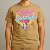 Baseball Cute Mama Ice Cream Cute Baseball Mom Gift T-Shirt thumb 3