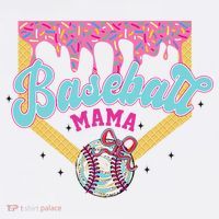 Baseball Cute Mama Ice Cream Cute Baseball Mom Gift Garment-Dyed Sweatshirt thumb 2