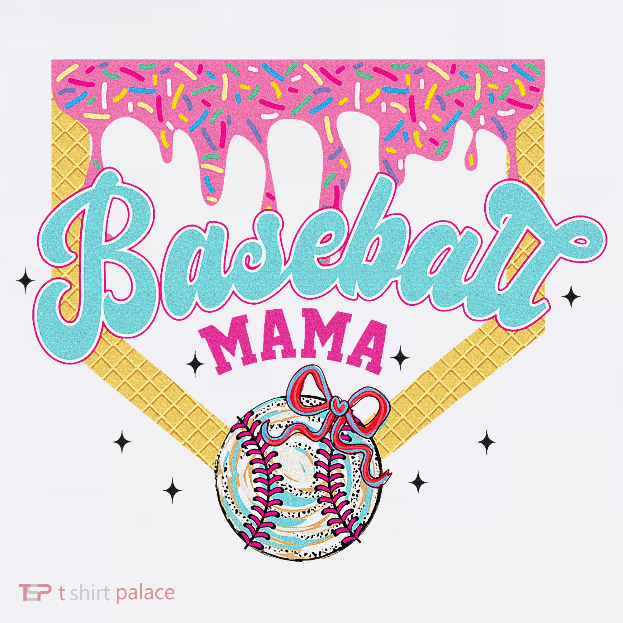 Baseball Cute Mama Ice Cream Cute Baseball Mom Gift Garment-Dyed Sweatshirt