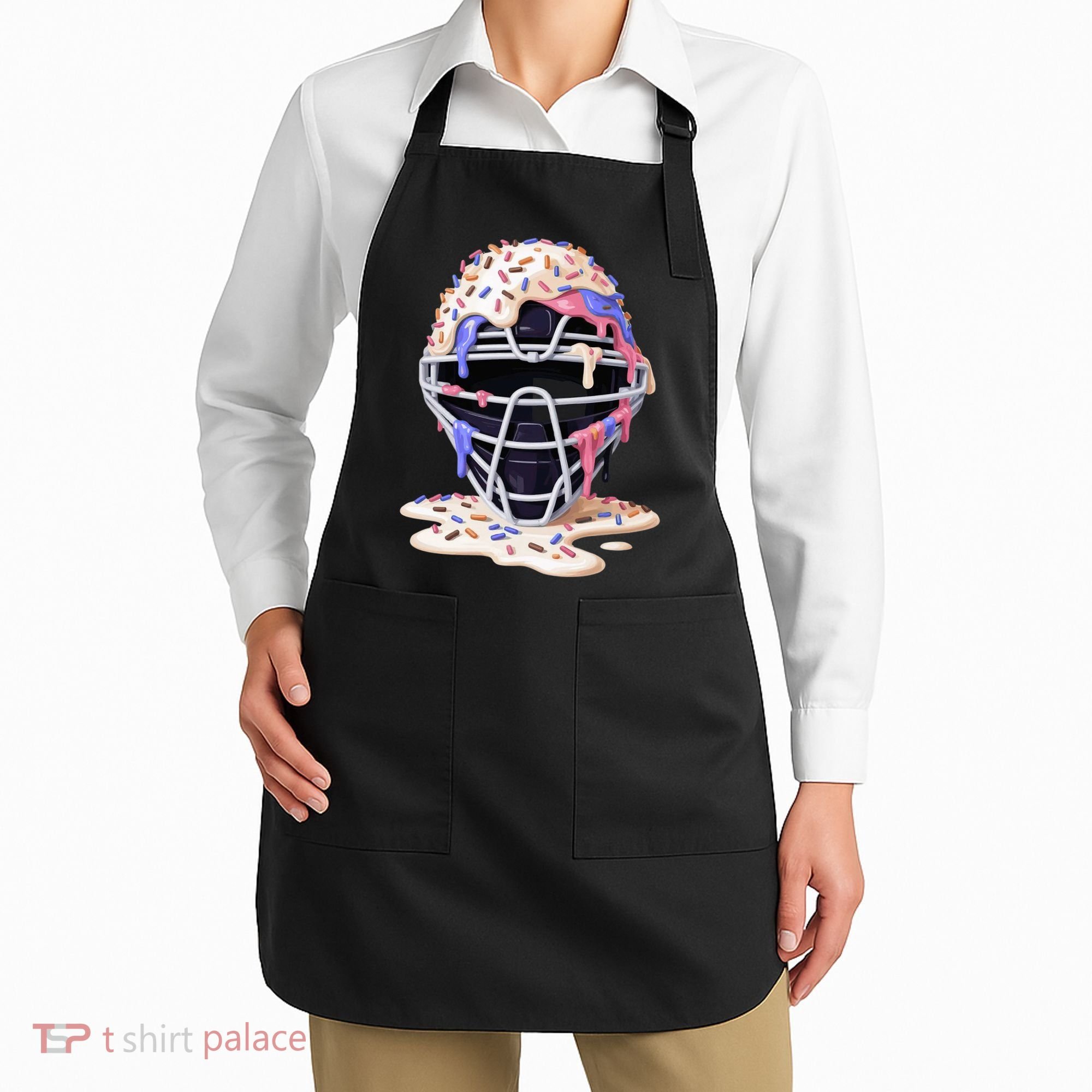 Baseball Catcher Mask Ice Cream Dripping Fan Apron
