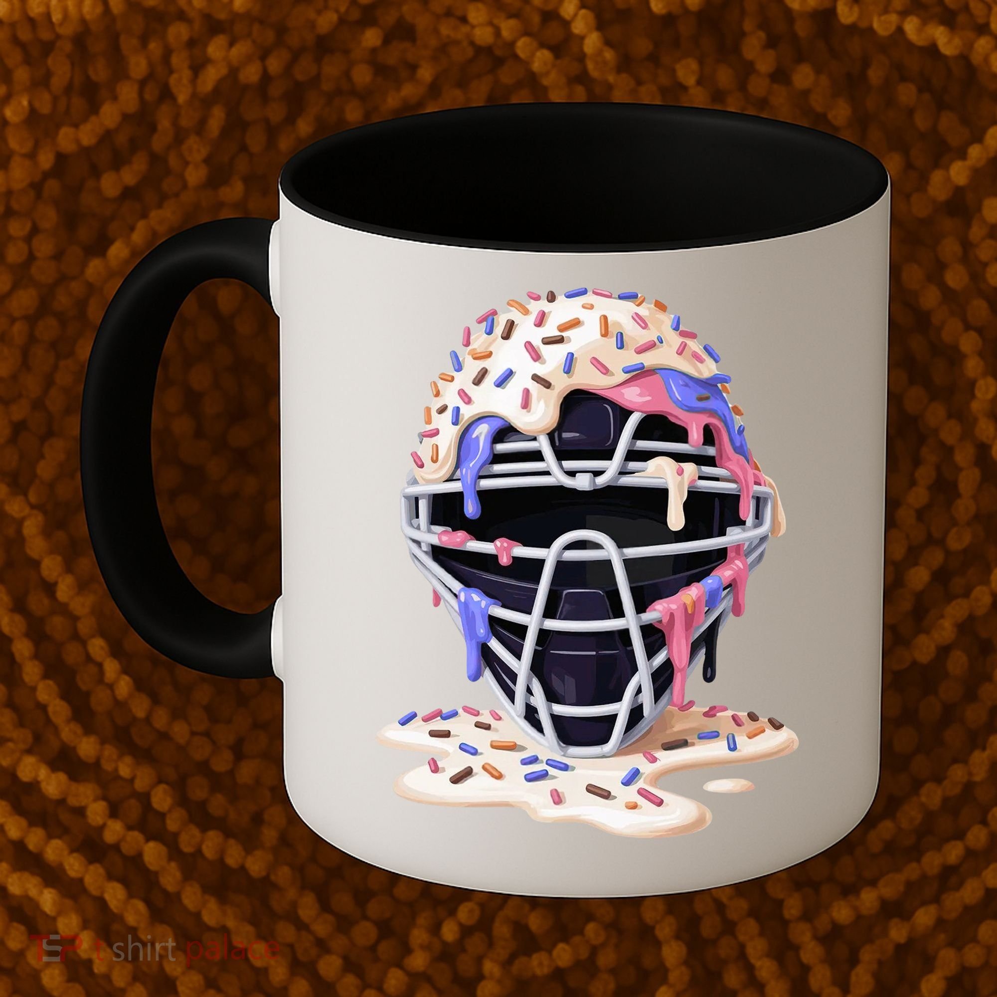 Baseball Catcher Mask Ice Cream Dripping Fan Coffee Mug