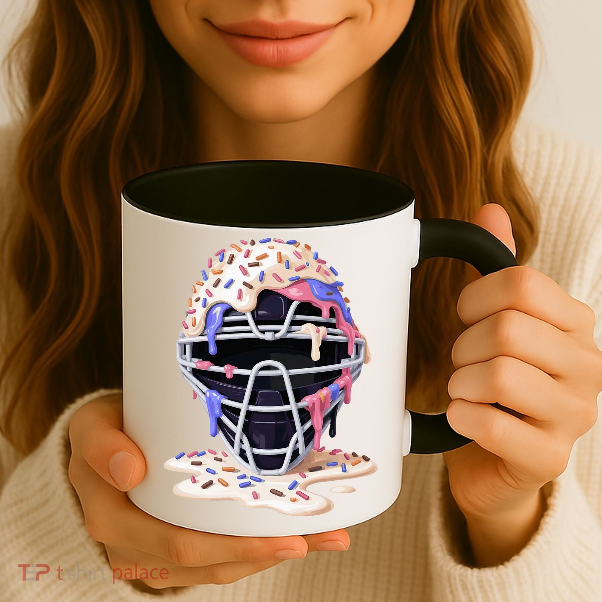Baseball Catcher Mask Ice Cream Dripping Fan Coffee Mug