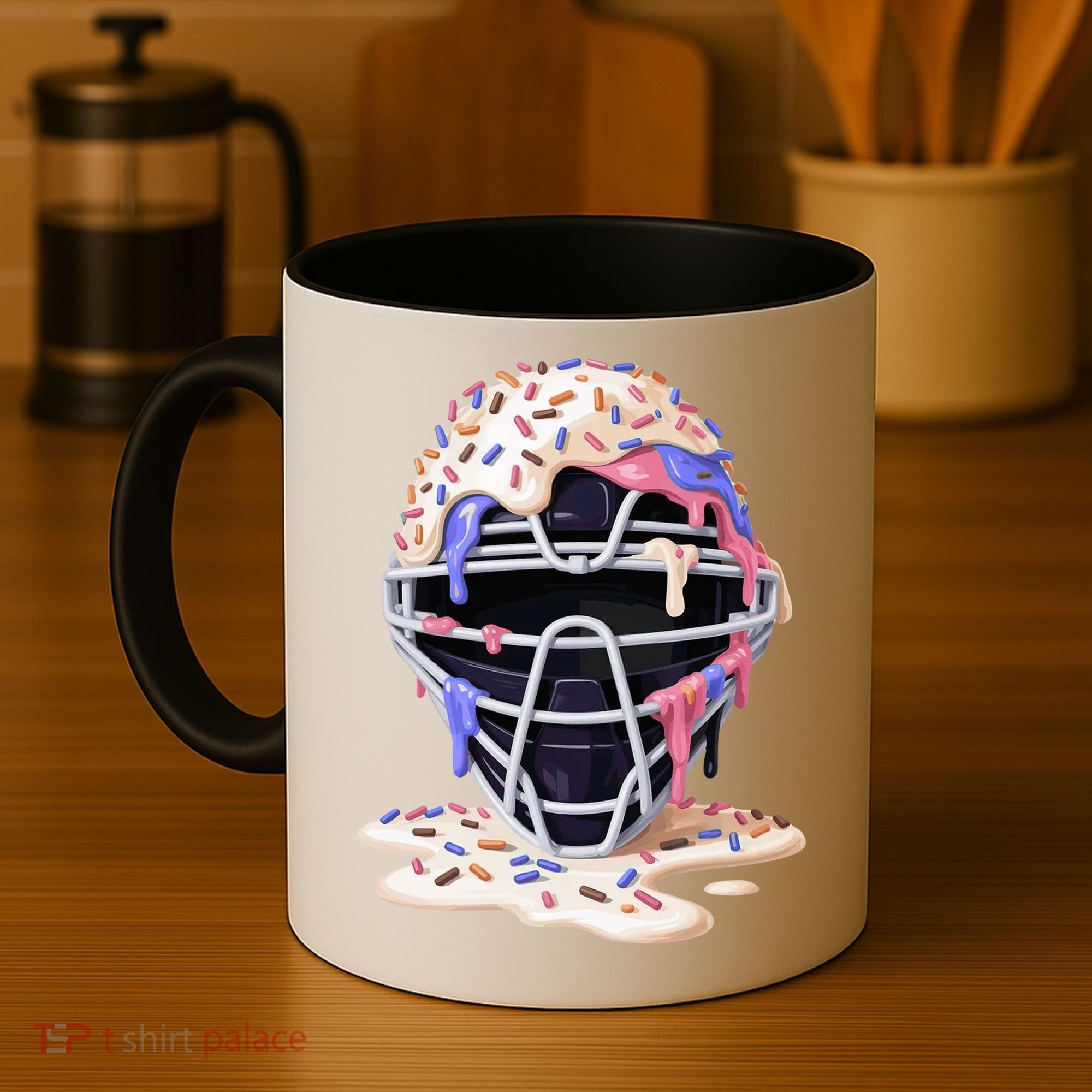 Baseball Catcher Mask Ice Cream Dripping Fan Coffee Mug