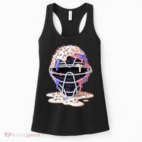 Baseball Catcher Mask Ice Cream Dripping Fan Women's Tank Top thumb 0