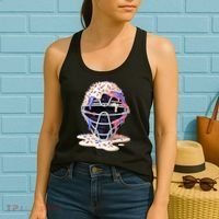 Baseball Catcher Mask Ice Cream Dripping Fan Women's Tank Top thumb 2