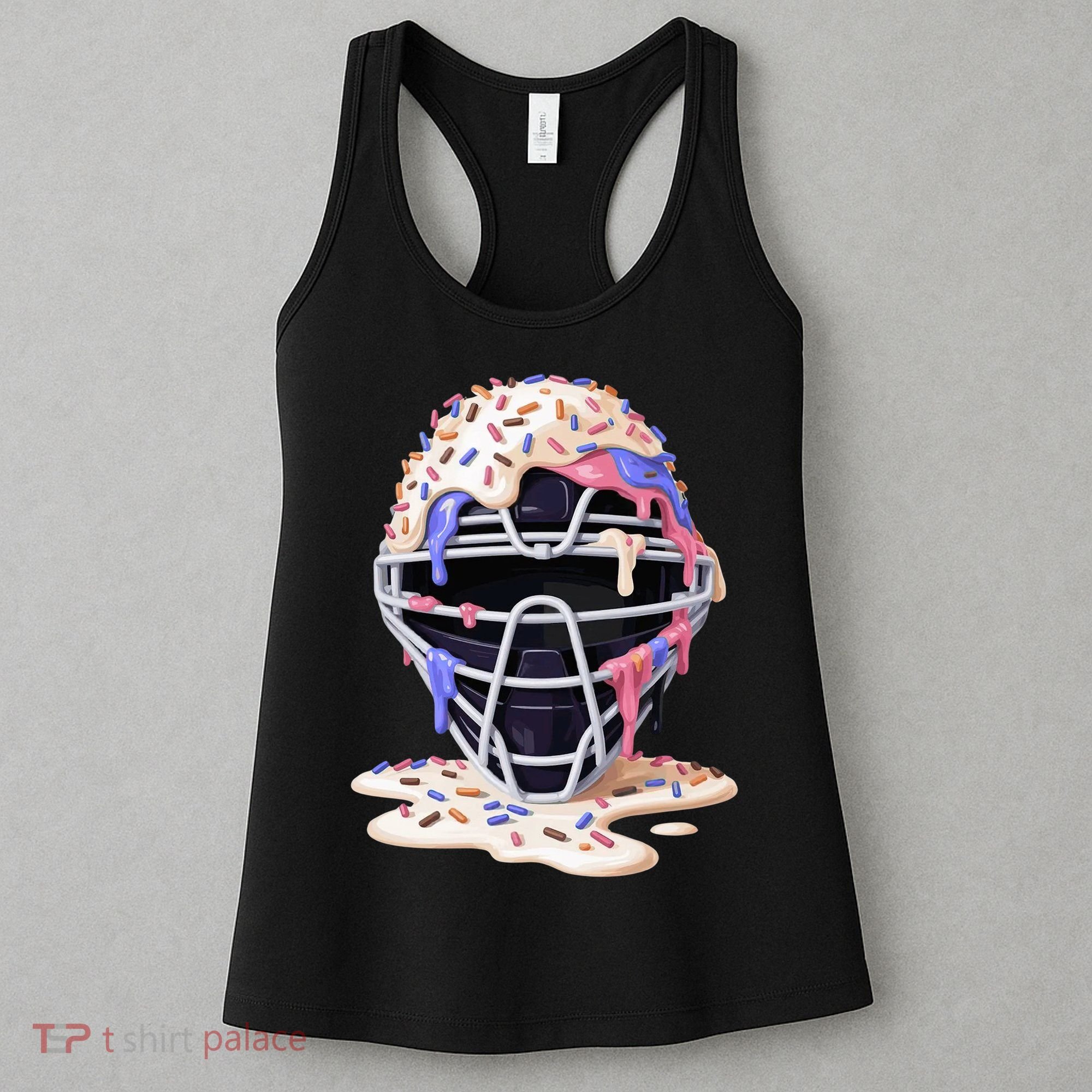 Baseball Catcher Mask Ice Cream Dripping Fan Women's Tank Top