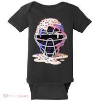 Baseball Catcher Mask Ice Cream Dripping Fan Baby Bodysuit thumb 0