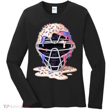 Baseball Catcher Mask Ice Cream Dripping Fan Women's Long Sleeve Shirt