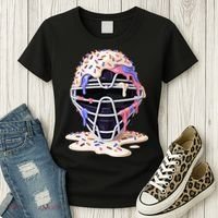 Baseball Catcher Mask Ice Cream Dripping Fan Women's T-Shirt thumb 3