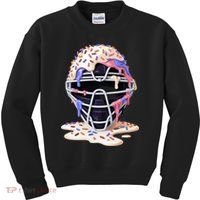 Baseball Catcher Mask Ice Cream Dripping Fan Kids Sweatshirt thumb 0