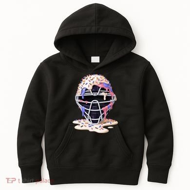 Baseball Catcher Mask Ice Cream Dripping Fan Kids Hoodie