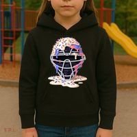 Baseball Catcher Mask Ice Cream Dripping Fan Kids Hoodie thumb 3