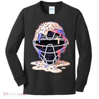 Baseball Catcher Mask Ice Cream Dripping Fan Kids Long Sleeve Shirt