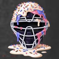 Baseball Catcher Mask Ice Cream Dripping Fan Women's Hoodie thumb 2