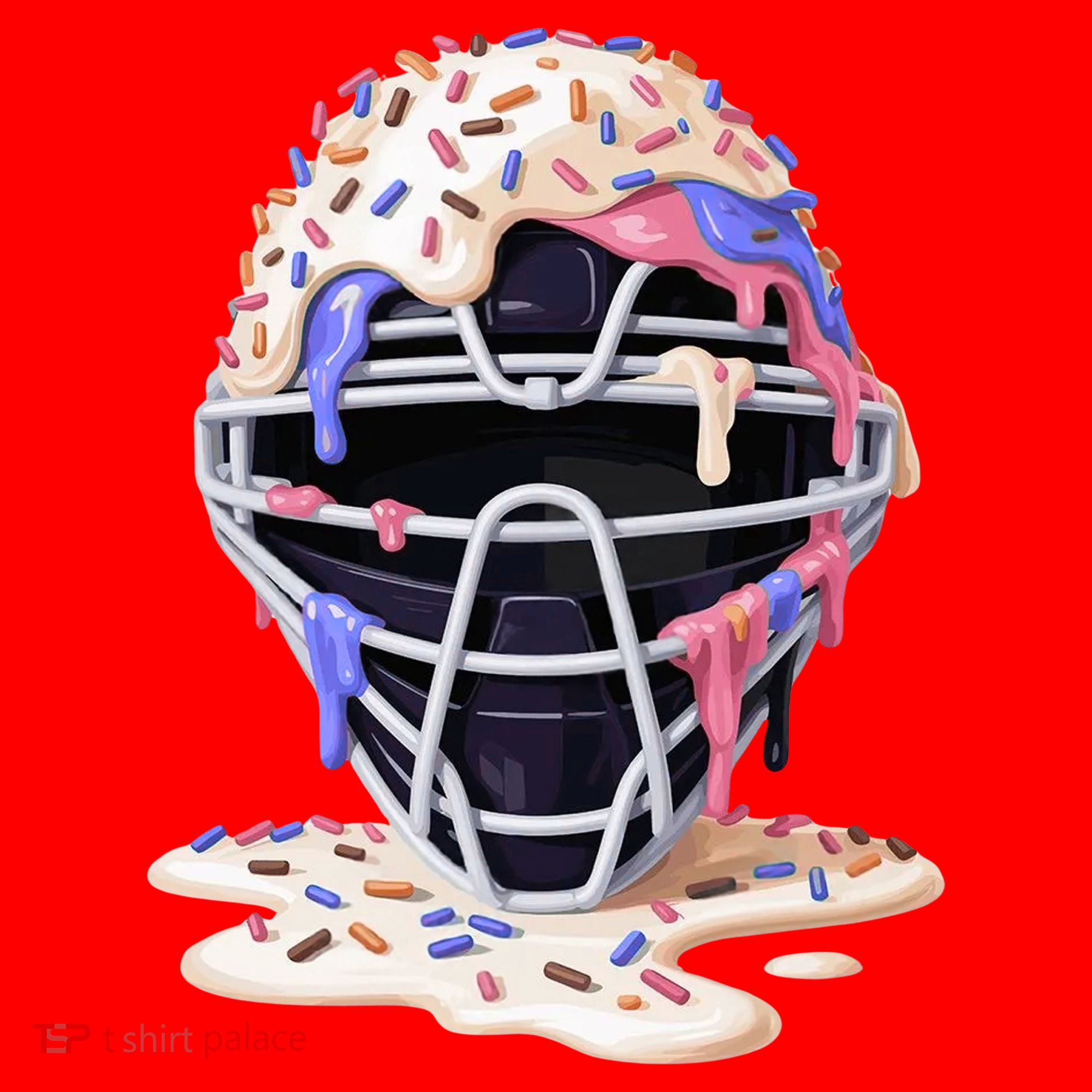 Baseball Catcher Mask Ice Cream Dripping Fan Santa Hat