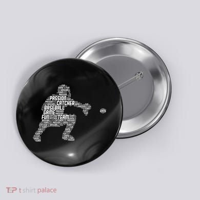 Baseball Catcher Men Kids Button